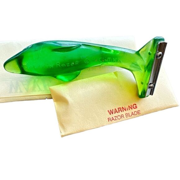 Vintage new in box C.A. Daniel’s collectible Dolfin razor green resin - Picture 4 of 7